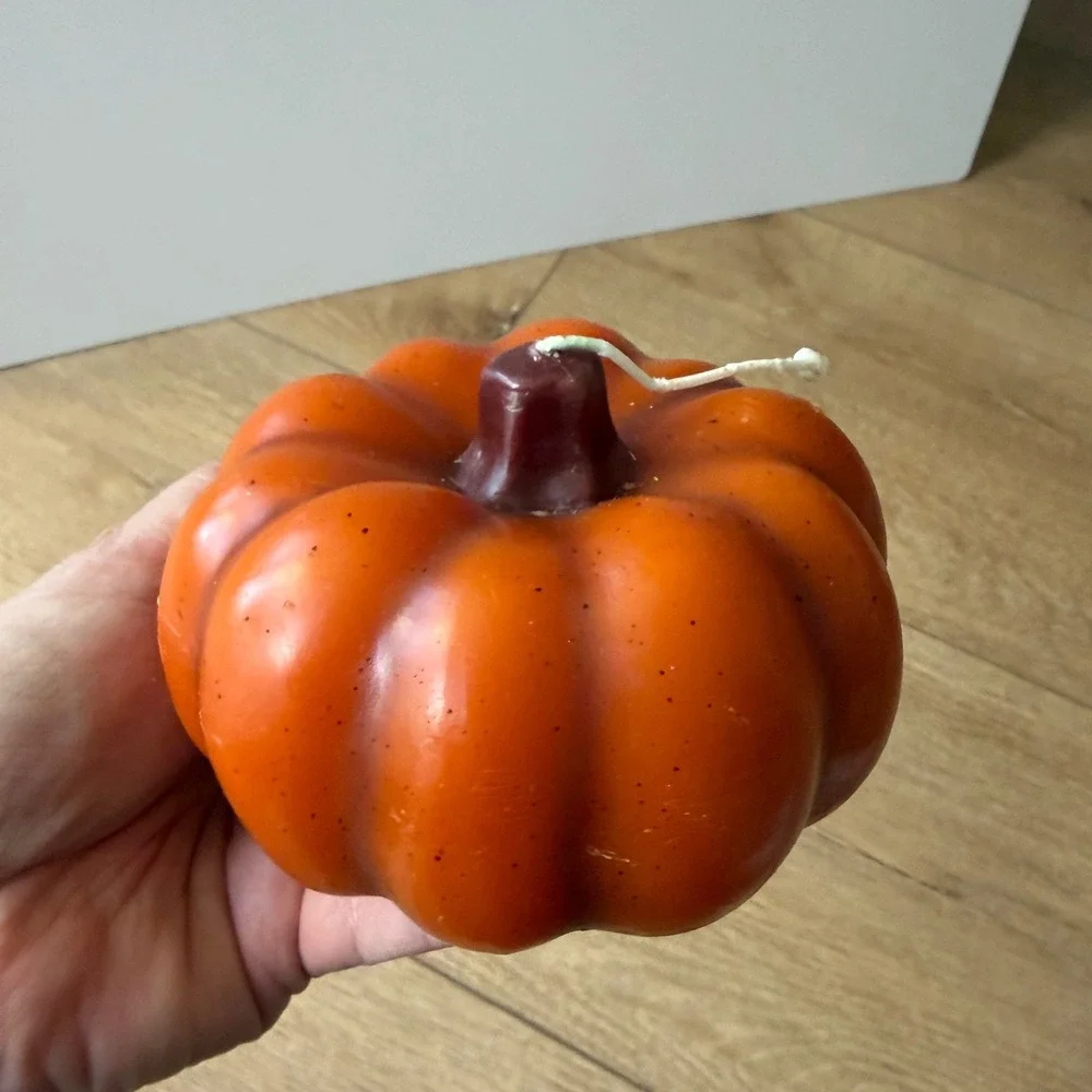 Pumpkin Shaped Decorative Candles Set of 2 Fall Autumn Harvest Decor